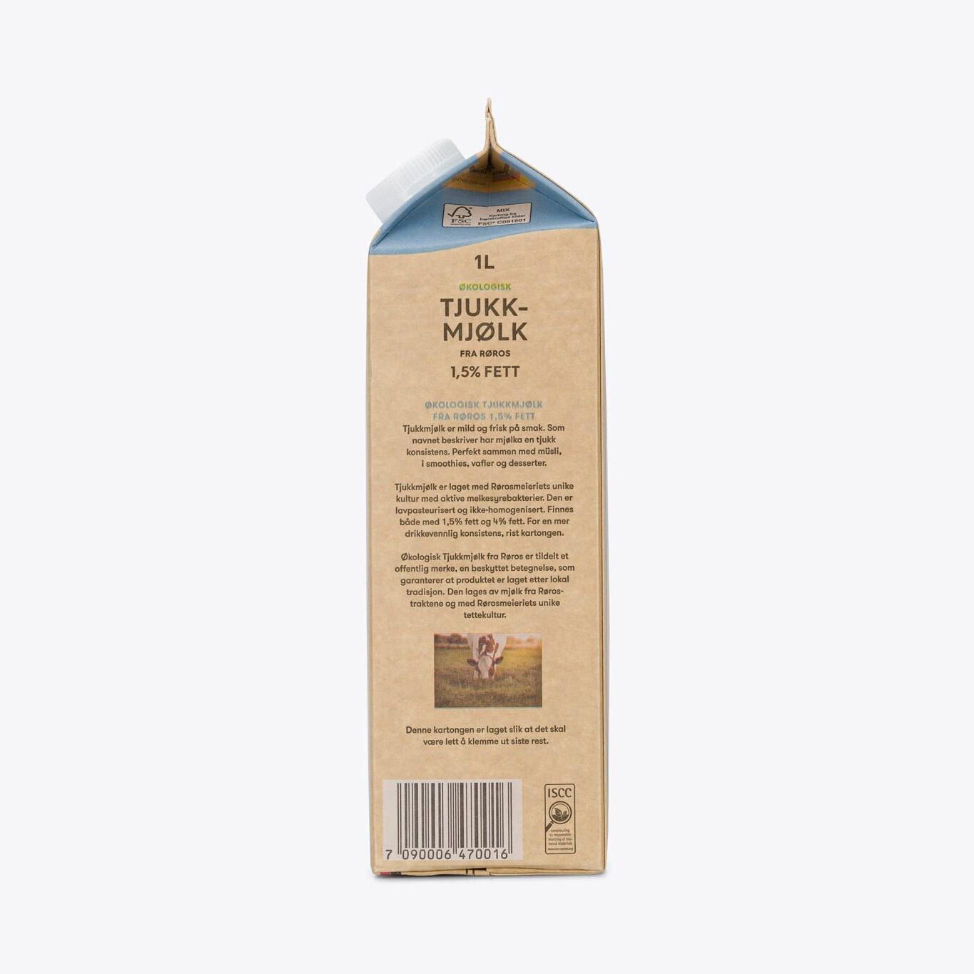 Økologisk Tjukkmjølk fra Røros 1,5% fett